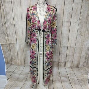 Zata trf Collection XS Floral Long Kimono Cardigan!